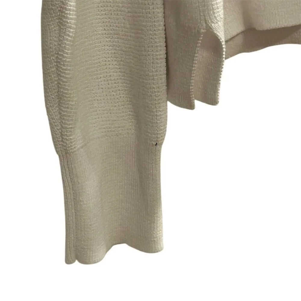 Michael Kors Women's White Ribbed Hoodie Sweater Size M‎ Pullover